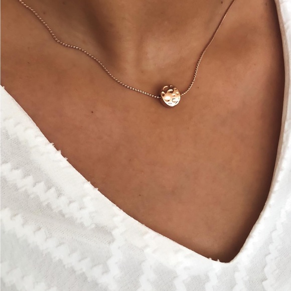 Kinsley Armelle Rose Gold Charlotte Necklace Hammered Disc Necklace RETIRED - Picture 2 of 13